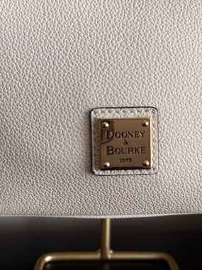 Dooney & Bourke Pebbled Leather Shoulder Bag in Light Beige with Gold Hardware